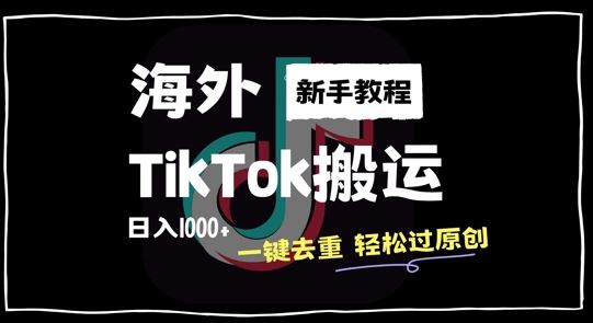 2024最新海外TikTok搬运玩法，一键去重轻松过原创，新手无经验也能日入1k【揭秘】-寒衣客