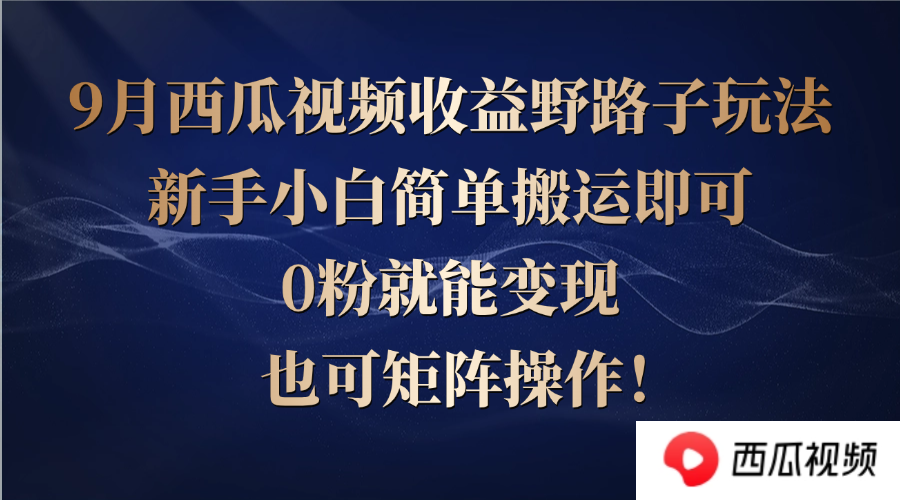 西瓜视频收益野路子玩法，新手小白简单搬运即可，0粉就能变现，也可矩…-寒衣客