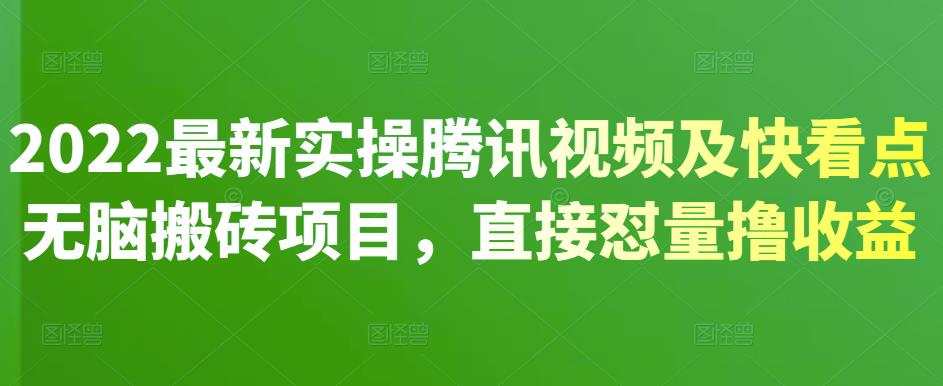 2022最新实操腾讯视频及快看点无脑搬砖项目，直接怼量撸收益￼-寒山客