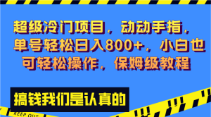 超级冷门项目,动动手指,单号轻松日入800+,小白也可轻松操作,保姆级教程-寒山客