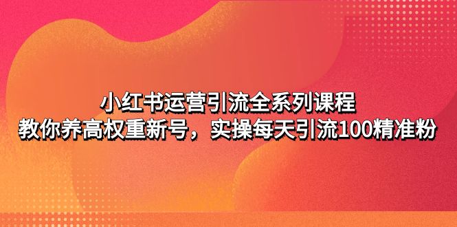 小红书运营引流全系列课程：教你养高权重新号，实操每天引流100精准粉-寒山客