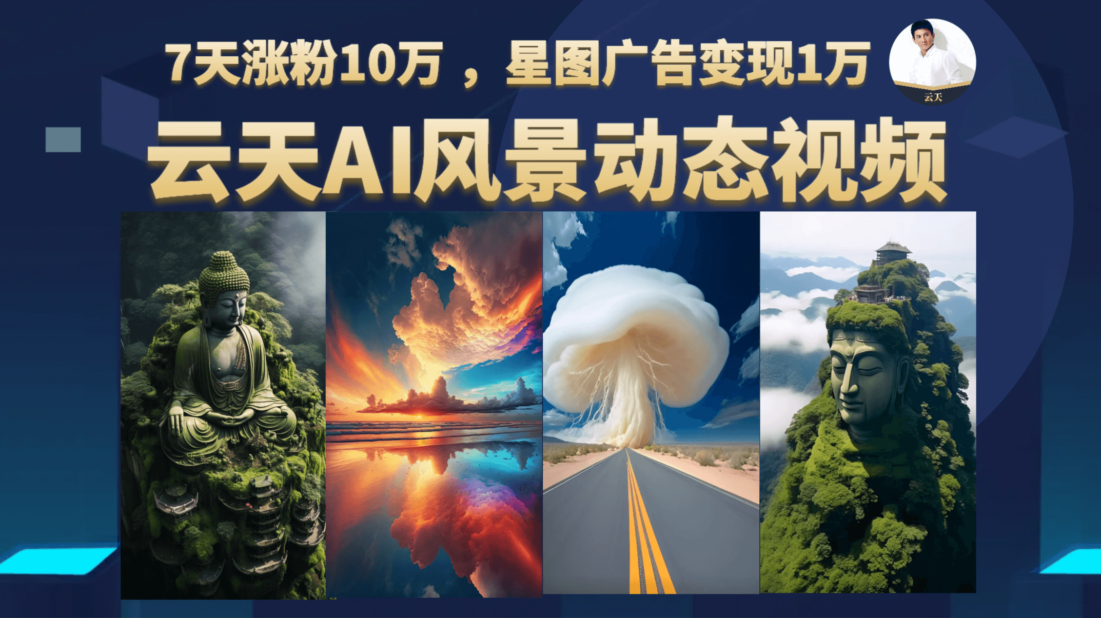 云天AI风景动图视频制作，7天涨粉10万 ，星图广告变现1万-寒山客