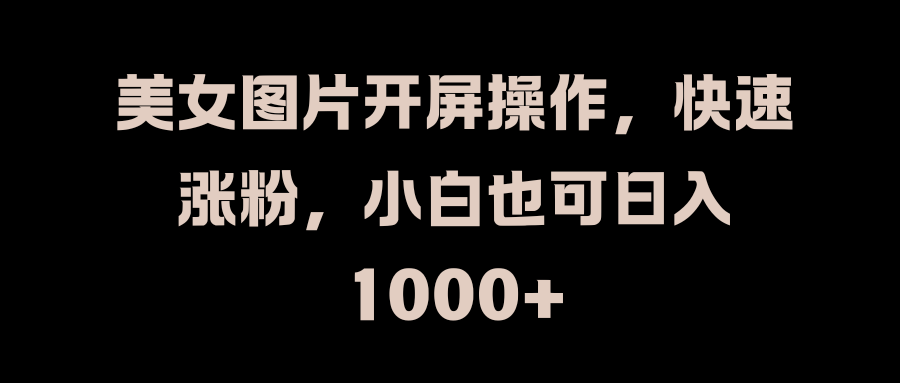 美女图片开屏操作，快速涨粉，小白也可日入1000+-寒山客