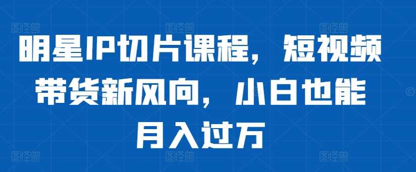 明星IP切片课程，短视频带货新风向，小白也能月入过万-寒山客