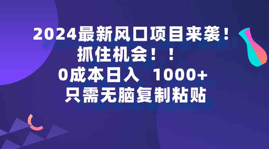 （9899期）2024最新风口项目来袭，抓住机会，0成本一部手机日入1000+，只需无脑复…-寒山客