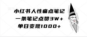 小红书人性痛点笔记，一条笔记点赞3W+，单日变现1000+-寒山客