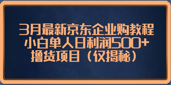 3月最新京东企业购教程，小白单人日利润500+撸货项目（仅揭秘）-寒山客