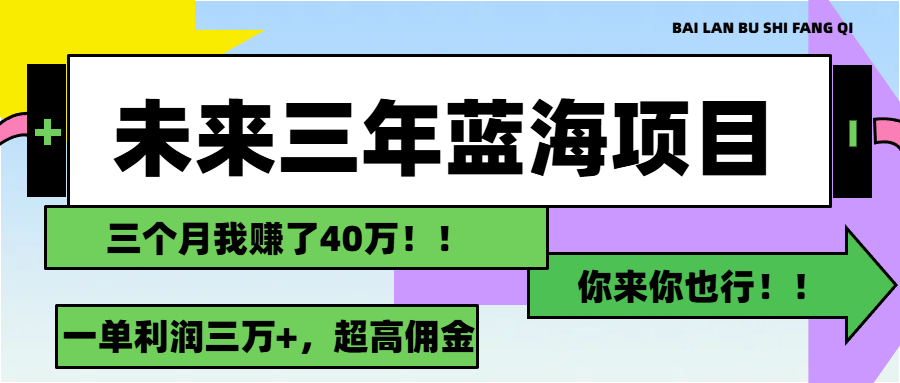 未来三年，蓝海赛道，月入3万+-寒山客