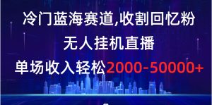 冷门蓝海赛道，收割回忆粉，无人挂机直播，单场收入轻松2000-5w+-寒山客