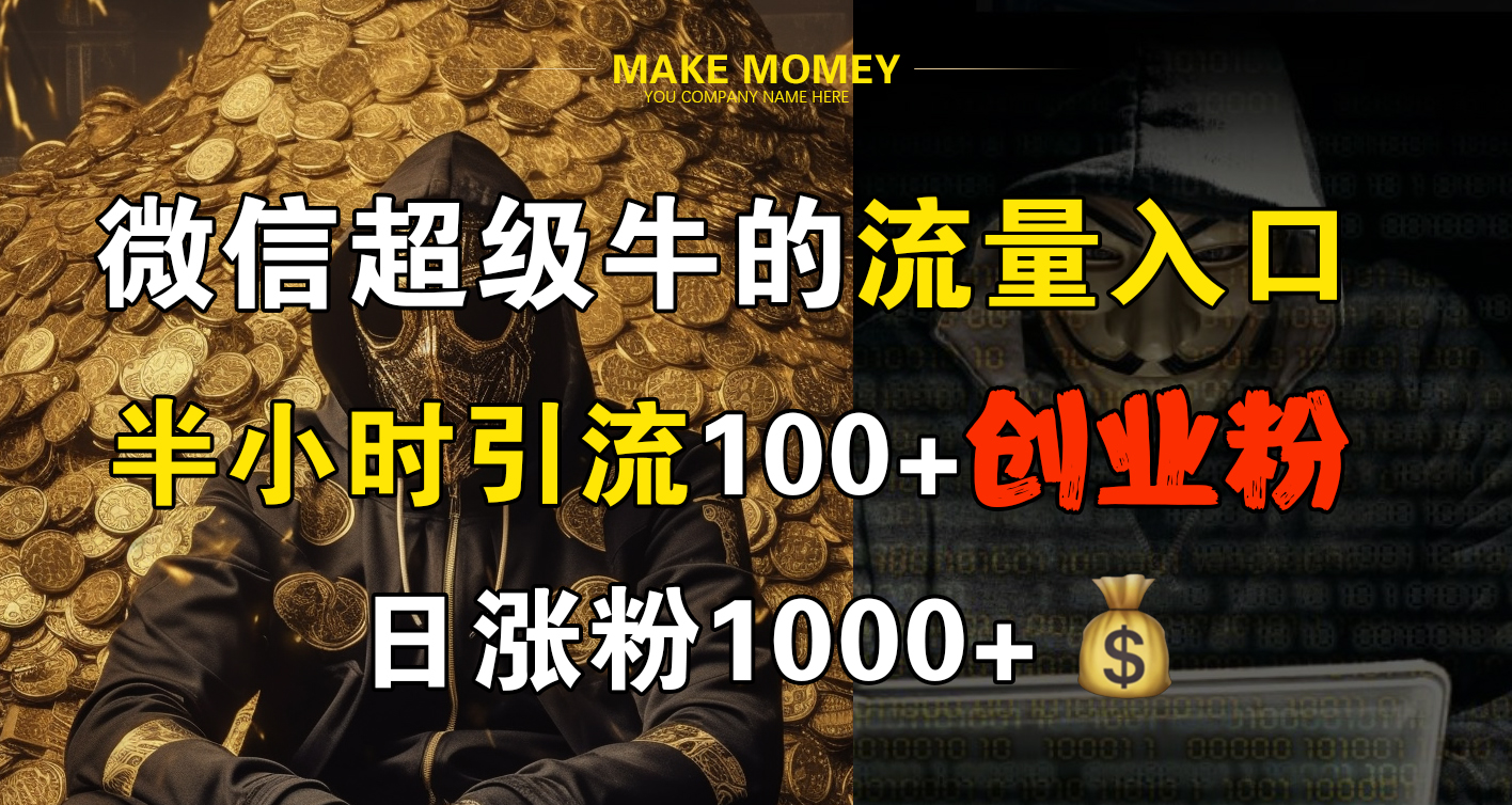 微信超级牛的流量入口，半小时引流100+创业粉，日涨粉1000+-寒山客