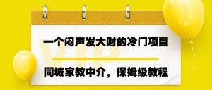 一个闷声发大财的冷门项目,同城家教中介,操作简单,一个月变现7000+-寒山客