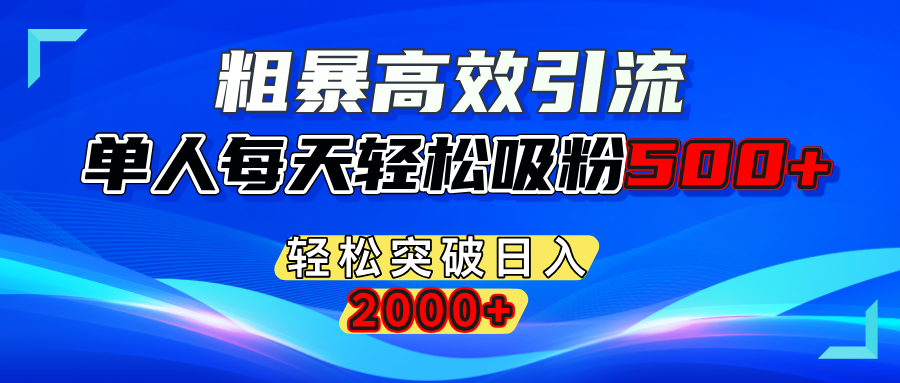 粗暴高效引流,单人每天轻松吸粉500+,轻松突破日入2000+-寒山客