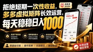 拒绝短期一次性收益，多多虚拟矩阵长效运营，每天稳稳日入 1000