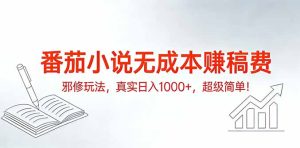 番茄小说无成本赚稿费邪修玩法，真实日入1000+，超级简单！
