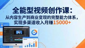 全能型视频创作课-26年3月更新：从内容生产到商业变现的完整能力体系，多渠道收入月赚15000+