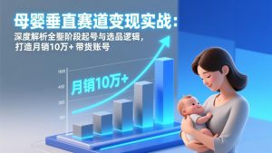母婴垂直赛道变现实战：深度解析三大阶段起号与选品逻辑，打造月销10万+带货账号