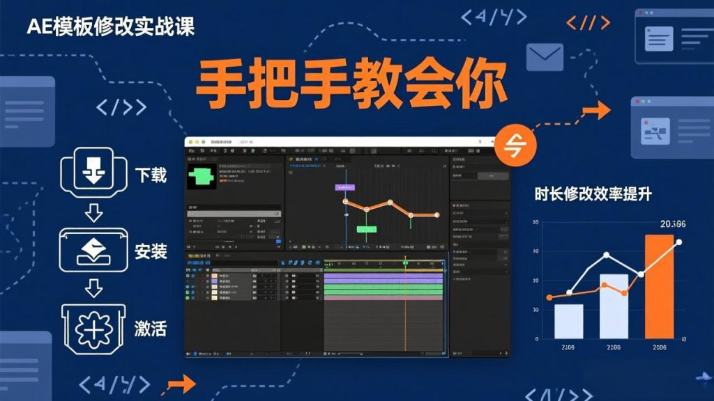 AE模板修改实战课从0到1，软件安装插件缺失跟踪时长修改全流程手把手教会你