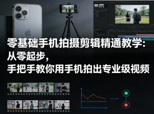 零基础手机拍摄剪辑精通教学：从零起步，手把手教你用手机拍出专业级视频