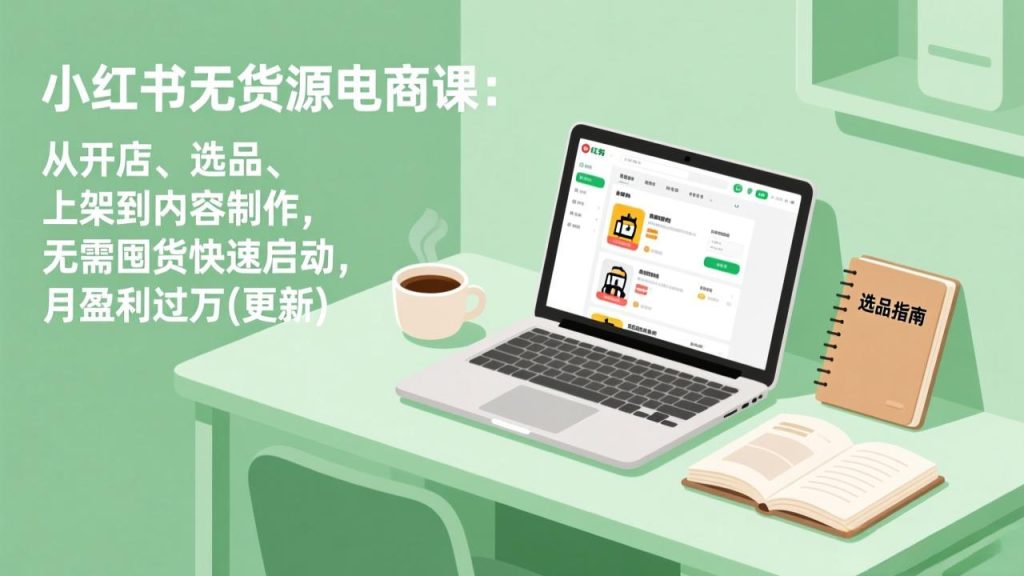 小红书无货源电商课：从开店、选品、上架到内容制作，无需囤货快速启动，月盈利过万(更新
