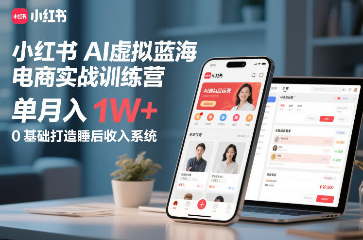 小红书AI虚拟蓝海电商实战训练营，单月入1W+，0基础打造睡后收入系统(更新)
