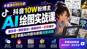 外面卖699元的抖音10W粉博主AI绘图实战课：提示词+爆款复刻+漫画创作+封面设计，从0掌握AI作图与变现完整流程