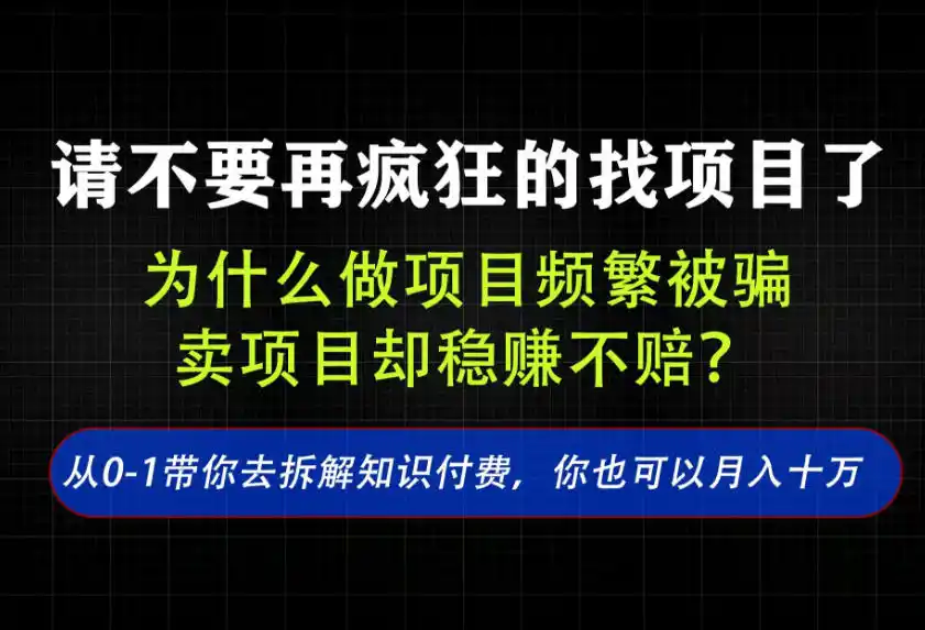 找项目？别傻了！卖项目才是真的一本万利！看完你全都懂了【揭秘】
