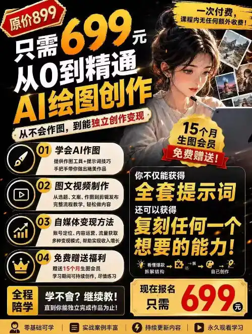 抖音10W粉丝博主的AI绘图教学，从0到精通AI绘图创作，从不会作图到能独立创作变现