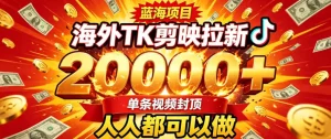 海外TK拉新最新玩法，剪映就能做，不用经验不用粉丝，单条视频收益上限2W+