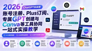 2026 ChatGPT实战营；账号注册、Plus订阅、专属GPT创建与Canva等工具协同一站式实操教学
