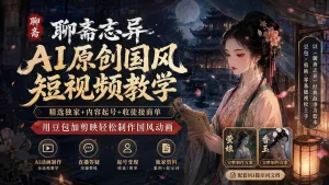 聊斋志异AI原创国风短视频教学-更新；精选独家+内容起号+收徒接商单，用豆包加剪映轻松制作国风动画