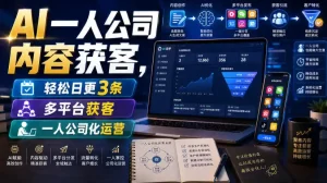 AI一人公司内容获客，轻松日更3条，多平台获客，一人公司化运营(更新0827)