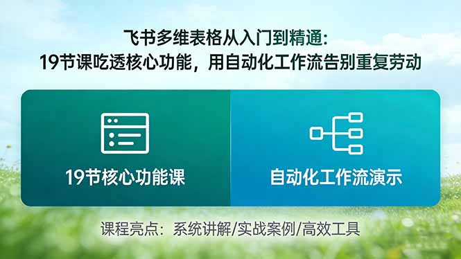 飞书多维表格从入门到精通：19节课吃透核心功能，用自动化工作流告别重复劳动