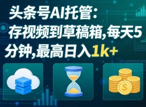 头条号AI托管，我存视频到你草稿箱，每天5分钟，最高日入1k+【揭秘】
