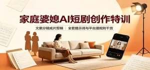家庭婆媳AI短剧创作特训：文案分镜成片剪辑，全套提示词与平台潜规则干货