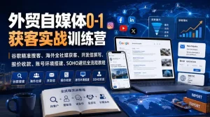 外贸自媒体0-1获客实战训练营｜谷歌精准搜客、海外全社媒获客、开发信撰写、报价收款、账号环境搭建、SOHO避坑全流程教程(更新)