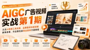 AIGC广告视频实战第1期，主流AI视频工具实操、品牌案例深度拆解、赛事参赛、作品集包装商业接单方面教程