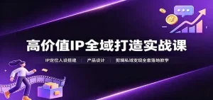 高价值IP全域打造实战课：IP定位人设搭建，产品设计，剪辑私域变现全套落地教学
