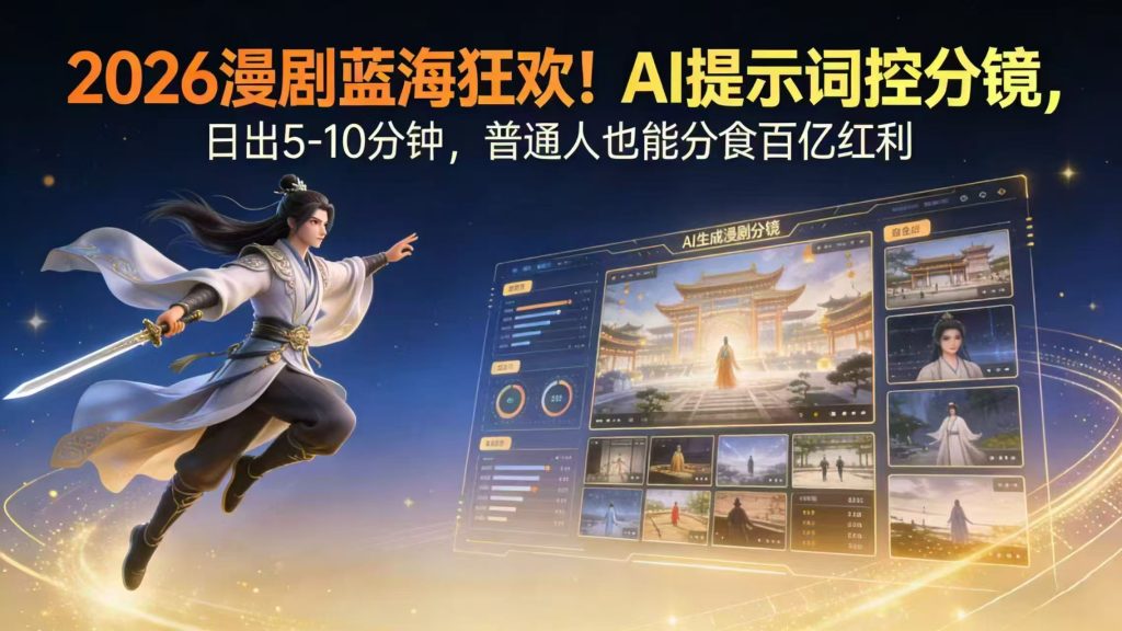 2026漫剧红利实锤！ AI 提示词控分镜， 普通人也能轻松月入过万