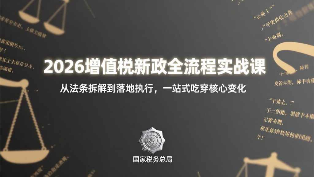 2026增值税新政全流程实战课：从法条拆解到落地执行，一站式吃透核心变化