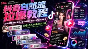 抖音自然流拉爆教程-更新8月：做懂流量的主播，新规适配+持续更新，话术+投放+起号一站式实战教学
