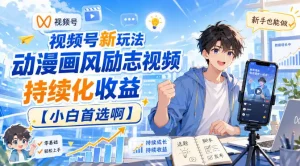 视频号新玩法动漫画风励志视频，持续化收益【小白首选啊】