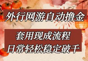 外行网游全自动撸金，套用现成流程，日常轻松稳定破千【揭秘】