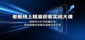 老板线上精准获客实战大课：视频号小红书流量打法，矩阵规模化获客私域转化全干货