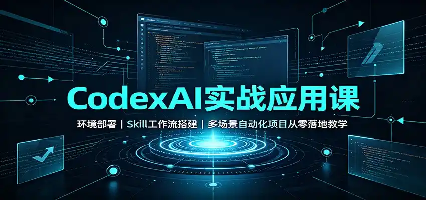 CodexAI实战应用课:环境部署Skill工作流搭建,多场景自动化项目从零落地教学