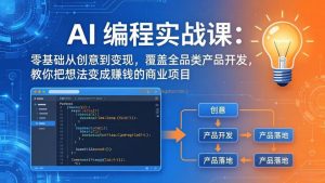 AI编程实战课-第三期：零基础从创意到变现，覆盖全品类产品开发，把想法变成赚钱的商业项目