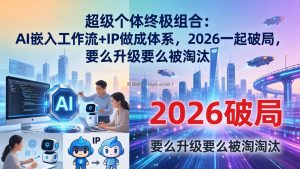 超级个体终极组合：AI嵌入工作流+IP做成体系，2026一起破局，要么升级要么被淘汰