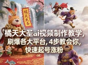 橘天大圣ai视频制作教学，刷爆各大平台，4步教会你，快速起号涨粉
