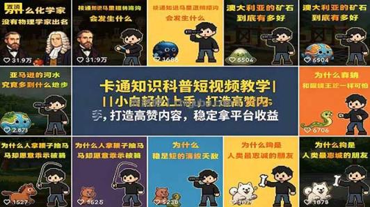卡通知识科普短视频教学｜小白轻松上手，打造高赞内容，稳定拿平台收益