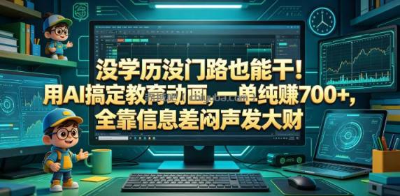 没学历没门路也能干!用AI搞定教育动画,一单纯賺700+,全靠信息差闷声发大财【揭秘】