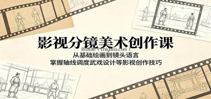 影视分镜美术创作课：从基础绘画到镜头语言，掌握轴线调度武戏设计等影视创作技巧